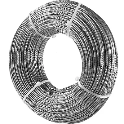 VEVOR T316 1/8  3/16  Stainless Steel Cable 1x19 100/500/1000ft Wire Rope Cable • $28.99