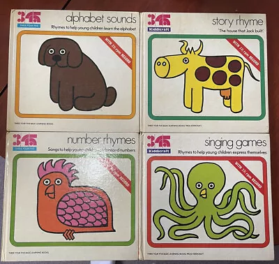 Kiddicraft Three Four Five 1971 Vintage Books With Records • $28