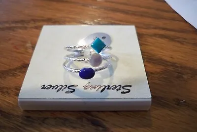 Sterling Silver Ring Set Of 3 W/stones NWOTsize 9 Ladies   • £9.49