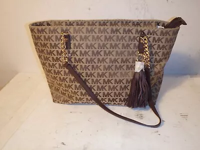 NEW Michael Kors Brown Jet Set MD EW Tassel Chain Tote Bag Purse 38H7CTCT2J • $99.99