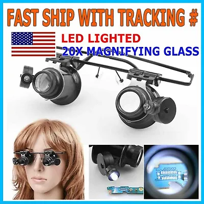 20X Magnifying Magnifier Glasses Magnifaction Jeweler Watch Repair LED Light NEW • $6.99