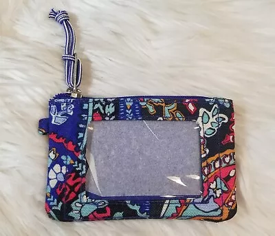 Vera Bradley ID Case Zip Wallet Blue Paisey No Lanyard Or Ring • $9.74