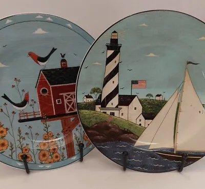 $14.99 • Buy Warren Kimble Stoneware Decorative Plates (2) Birdhouse & Coastal Breeze Sakura