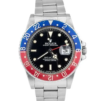 1984 Vintage Rolex GMT-Master 16750 GLOSSY PATINA Blue Red PEPSI NO DATE Watch • $11493.21