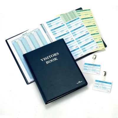 £71.99 • Buy Durable PU Leather GDPR Visitor Book | 300 Name Badges & Security Sheet | Black