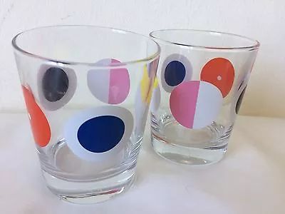 Retro Bright Spotty Whisky Glasses X 2 . Polka Dot Mod Style Rare!!!! • $30