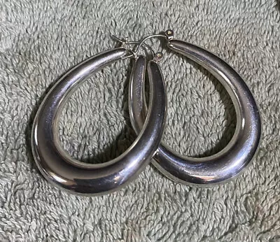 Vintage Silver Plate Hoop Earrings • $15