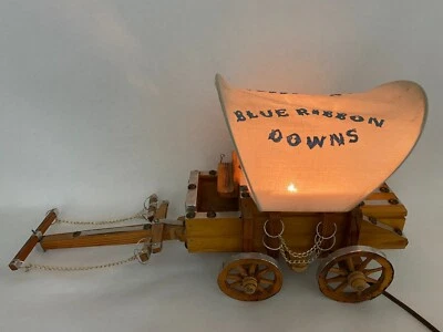 $33.99 • Buy Vintage Wooden Western Covered Wagon Lamp Blue Ribbon Downs Conestoga 10  Tall