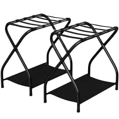 2-Pack Premium Luggage Rack With Folding Storage Shelf | Collapsible Metal Su... • $63.31