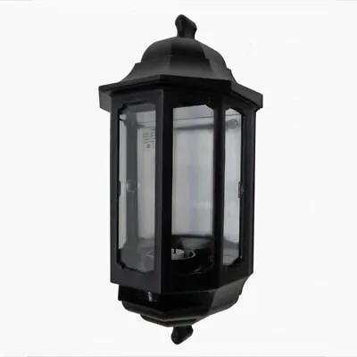 ASD Half Lantern Black Wall Light External Outdoor Polycarbonate & PIR Option • £9.99