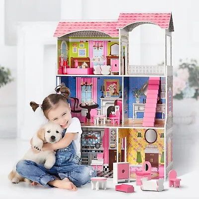 Robud 1:6 Wooden Dollhouse Cottage Dream Pretend Play Furniture Girl Xmas Gifts • $95.99