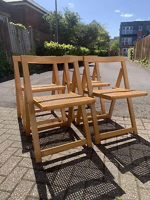 4 Aldo Jacober Folding Cane Chair Cesca Marcel Breuer Vintage  Beech Rattan • £440