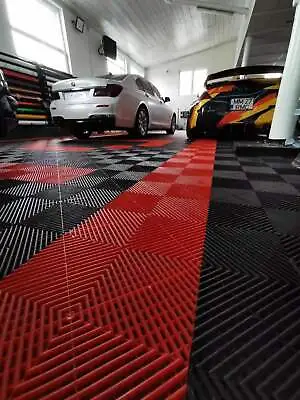 Modular Interlocking Ribbed Garage Flooring Tiles Similar To Swisstrax Ribtrax • £118.94