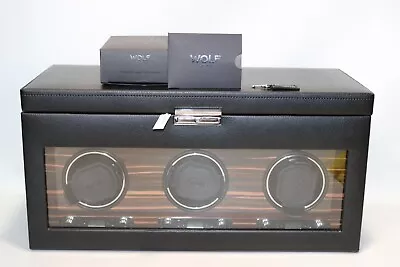 Wolf 457356 Black Roadster Triple Watch Winder & Case W/Charger $1799- NEW READ • $2007.24