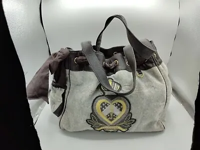 $49.99 • Buy Vintage JUICY COUTURE Y2k Daydreamer Large Velour Bag Bow Drawstring Gray Brown