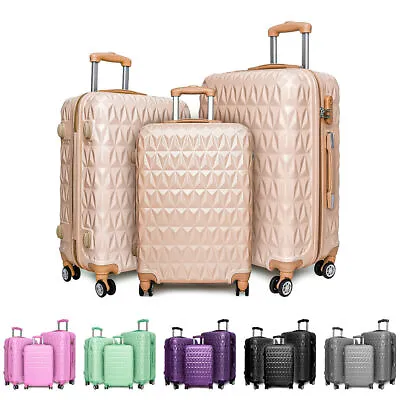 Hard Shell PC+ABS Cabin Suitcase 4 Wheel Travel Luggage Trolley Lightweight Case • £119.99