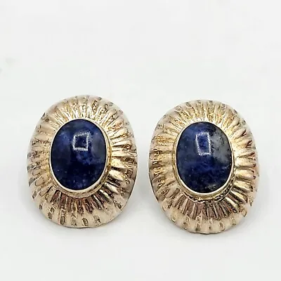 Vtg Post Earrings Taxco Mexico Sterling Silver 925 Blue Quartz Jewelry Signed • $59.99