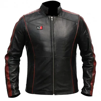 Mass Effect 3 N7 Men's Commander Shepard Gaming Leather Jacket • $69.29