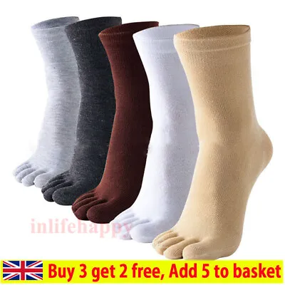 1 Pairs Five Toe Socks Absorbent Stockings Men's Cotton Blend Soft Five Fingers • £3.99