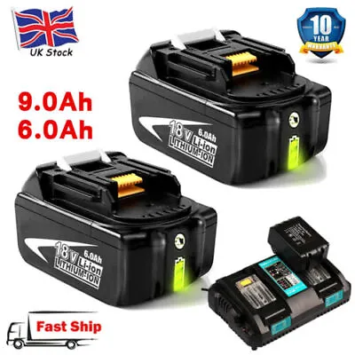 2x  BL1860 FOR Makita BL1850 18V 6.0 Ah Li-ion LXT Li-ion Makstar Battery • £22.49