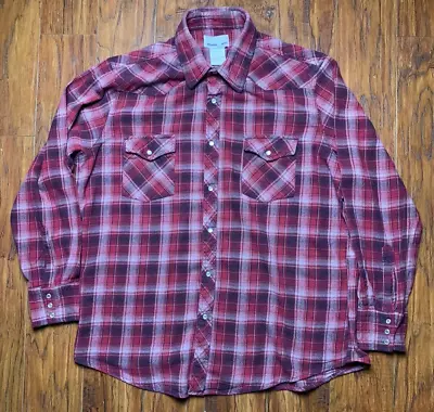 Wrangler Shirt Mens X-Large Wrancher Flannel LS Western Shirt Pearl Snaps Rodeo • $14.99