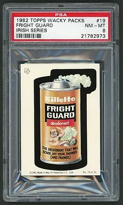 1982 / 85 Topps Wacky Packages Sticker Irish Series #19 Fright Guard PSA 8 • $127.89