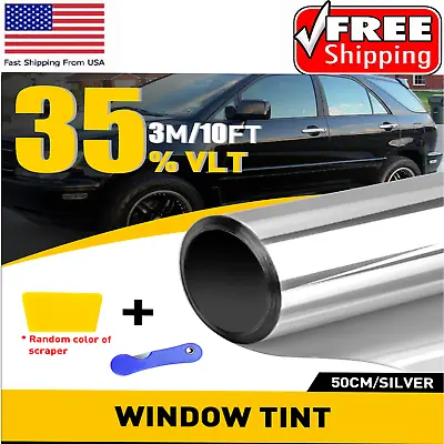 20  X10FT Uncut Roll Window Mirror Silver Chrome Tint Film Car Home Office Glass • $12.99