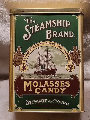 Vintage The Steamship Brand Molasses Candy Stewart & Young Tin Can • $49.99