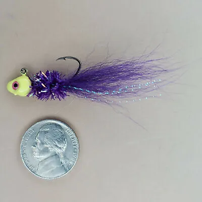 4 Hand Tied 1/16 Ounce Fox Hair Minnow Head Crappie Jigs - 151 Color Combos • $6.50