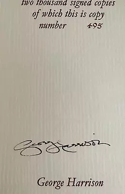 I Me Mine Signed By George Harrison Genesis Publications 1980 Limited Ed Beatles • £3250