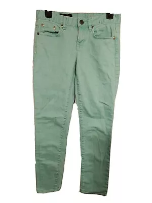 J Crew 27 S SM Small Stretch Mint Green Denim Toothpick Skinny Pants Jeans  • $12.20