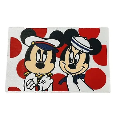 Walt Disney Blue Polkadot Mickey Minnie Mouse Woven 3” Sew On Label Vintage  • $11.99