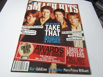 SMASH HITS MAGAZINE  22nd Nov 5th Dec 1995 The Return Of Take That    Excellent • £9.99