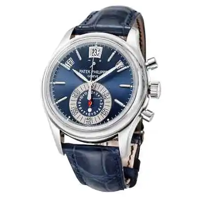 Patek Philippe Annual Calendar Chronograph Platinum 5960P-015 Blue Dial • $79995