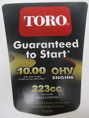 Genuine Toro 133-8113 Decal W Briggs & Stratton 21199 TimeMaster 14D932-0110-F • $12.49