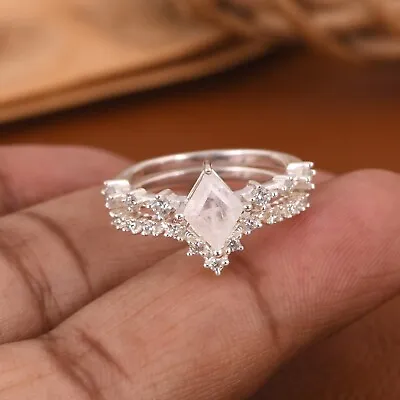 Kite Shape Moonstone Stackable Ring Sterling Silver Engagement Ring Gift For Her • $24.73