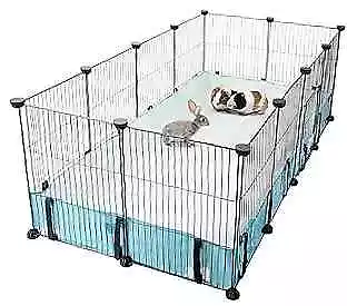  Large Guinea Pig Cage With Bottom Trap 8 Sq Ft Guinea Pig Playpen Blue Mat • $58.72