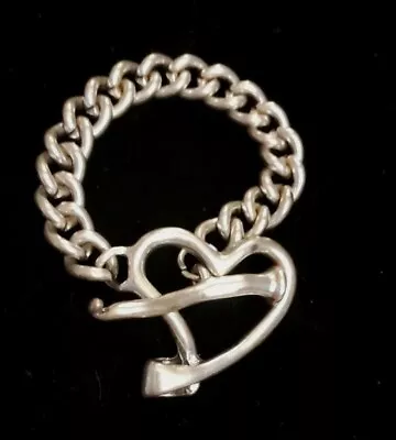 Chunky Chainlink SilverTone Heart And Nail Toggle Bracelet Thick 8  • $22.96