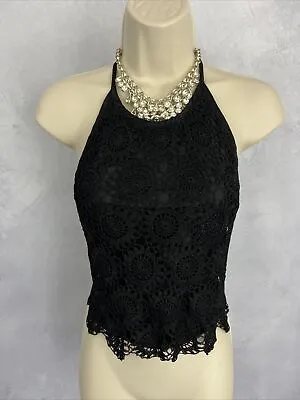 CHARLOTTE HALTON Top Crochet Party Evening Cocktail Special Occasion Size UK 10 • £14.99