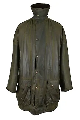 $98.80 • Buy BARBOUR Border Green Wax Jacket Size 107Cm/42In Mens Full Zip Field Coat 