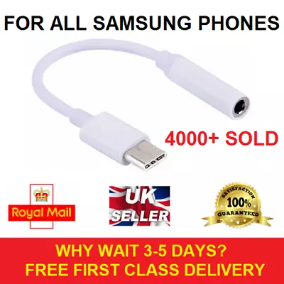 USB Type C To 3.5mm AUX Audio Headphone Jack Adapter For ALL Samsung Smartphones • £4.99