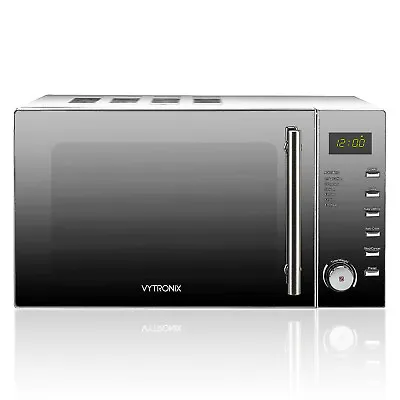 VYTRONIX Digital Microwave Oven 900W 25L 10 Power Level Freestanding Silver/Grey • £79.99