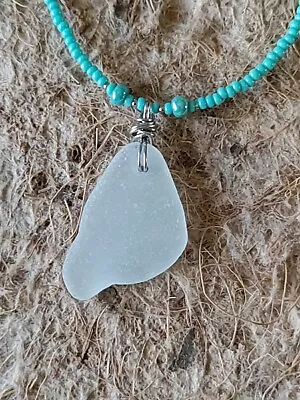 Mothers Day Gift Genuine Sea Glass Necklace Aloha Casual Elegance Frosty Hawaii • $17