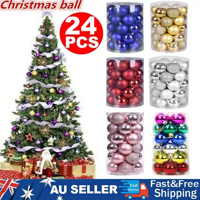 24Pcs Christmas Decorations Baubles Xmas Tree Balls Party Wedding Ornament 3-8cm • $12.34