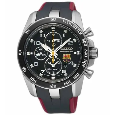 New Seiko Sportura SNAE93P1 FC Barcelona Football Chronograph Tachymeter • $399