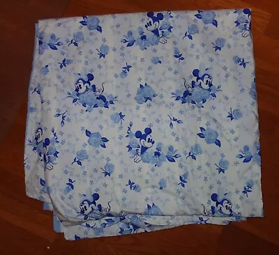 Disney Minnie &Mickey Mouse Sitting In Blue Flowers Toile Duvet Cover Queen NEW • $89.99