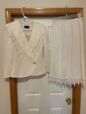 David Rose Wedding Mother Of The Bride 2 Pc Lace Jacket Skirt Dress Sz 10 Vtg • $29.99