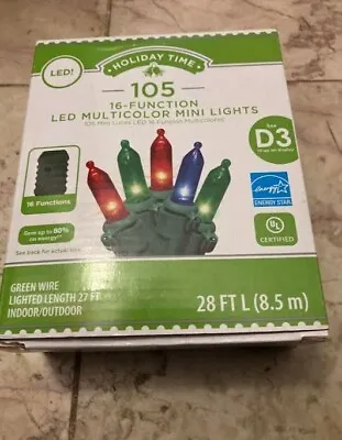 $25.91 • Buy 105ct Holiday Time 16 Function Multi-color Mini LED Christmas Lights, 28 FT Long