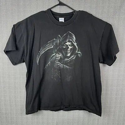 VTG Y2K Grim Reaper T Shirt Size 2XL Black Skull Punk Mall Goth Grunge Tee • $18.99