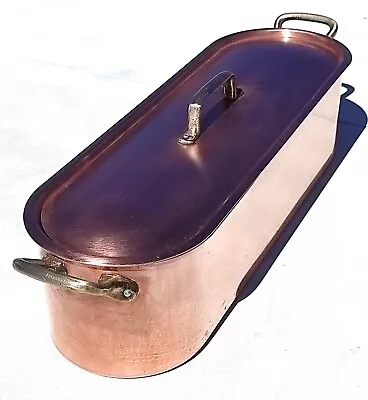 Vintage 19.9inch French Copper Fish Kettle Tournus France Aluminium Lining 4lbs • $155